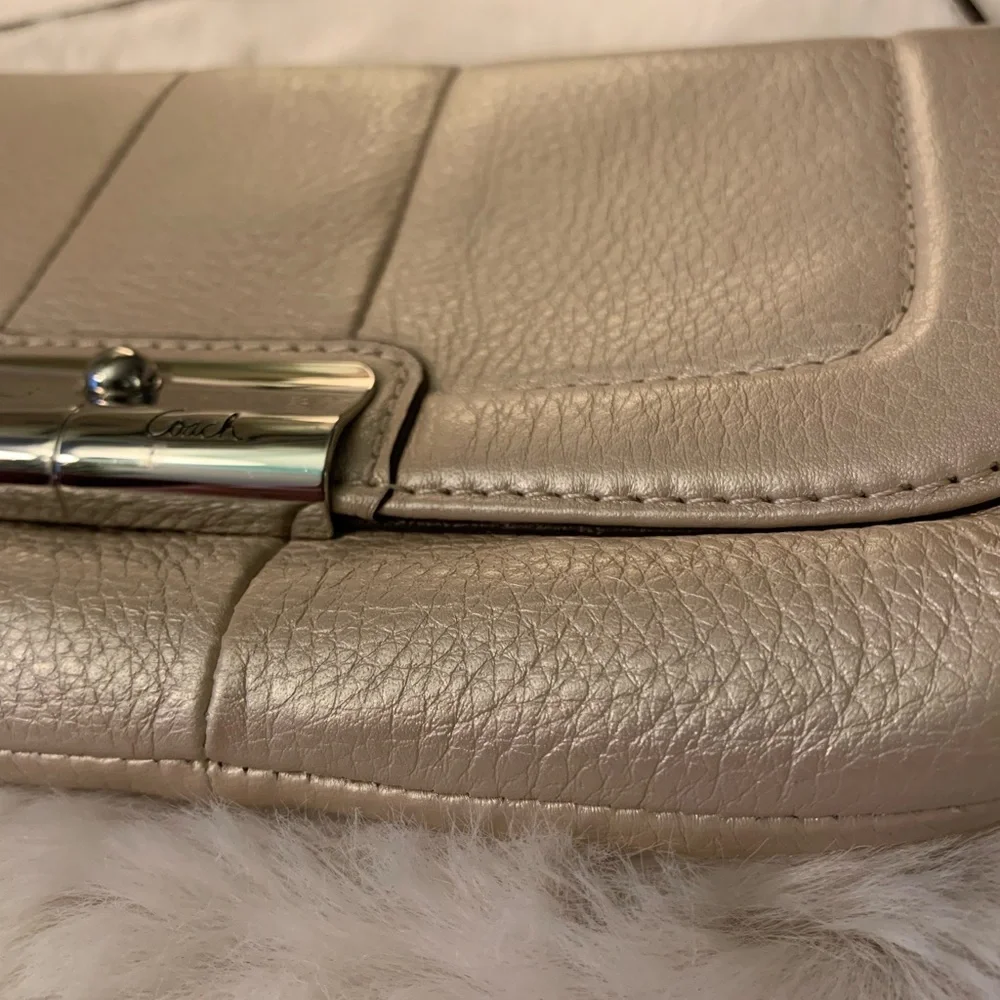 Coach Metallic Beige Leather Shoulder Bag - Picture 10 of 16